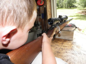 Landon's first shots with a vintage Marlin model 81 and Hawke scope 